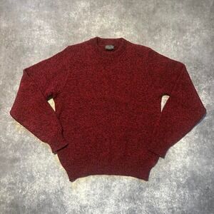 Vintage Red Knit Sweater Men's Large Tall Made In USA Burgundy Red